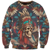 Native American Skull Sweatshirt Native Merican Spirit Of Freedom - Wonder Print Shop
