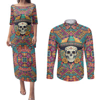 Mexico Skull Couples Matching Puletasi Dress and Long Sleeve Button Shirts Let's Move To Mexico - Wonder Print Shop