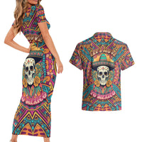 Mexico Skull Couples Matching Short Sleeve Bodycon Dress and Hawaiian Shirt Let's Move To Mexico - Wonder Print Shop