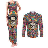Mexico Skull Couples Matching Tank Maxi Dress and Long Sleeve Button Shirts Let's Move To Mexico - Wonder Print Shop