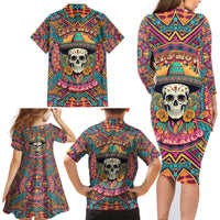 Mexico Skull Family Matching Long Sleeve Bodycon Dress and Hawaiian Shirt Let's Move To Mexico - Wonder Print Shop