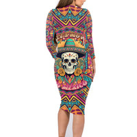 Mexico Skull Family Matching Long Sleeve Bodycon Dress and Hawaiian Shirt Let's Move To Mexico - Wonder Print Shop