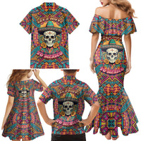 Mexico Skull Family Matching Mermaid Dress and Hawaiian Shirt Let's Move To Mexico - Wonder Print Shop