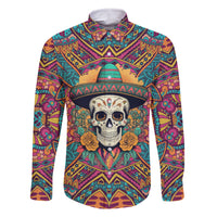 Mexico Skull Family Matching Off Shoulder Long Sleeve Dress and Hawaiian Shirt Let's Move To Mexico - Wonder Print Shop