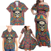 Mexico Skull Family Matching Off Shoulder Maxi Dress and Hawaiian Shirt Let's Move To Mexico - Wonder Print Shop