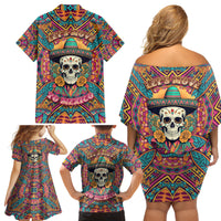 Mexico Skull Family Matching Off Shoulder Short Dress and Hawaiian Shirt Let's Move To Mexico - Wonder Print Shop