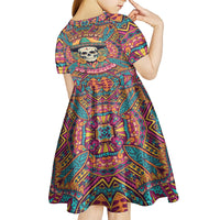 Mexico Skull Kid Short Sleeve Dress Let's Move To Mexico - Wonder Print Shop