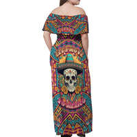 Mexico Skull Off Shoulder Maxi Dress Let's Move To Mexico - Wonder Print Shop
