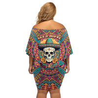 Mexico Skull Off Shoulder Short Dress Let's Move To Mexico - Wonder Print Shop