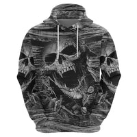 Black and White Metallica Skull Hoodie - Wonder Print Shop
