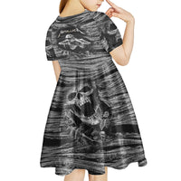 Black and White Metallica Skull Kid Short Sleeve Dress - Wonder Print Shop