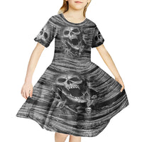 Black and White Metallica Skull Kid Short Sleeve Dress - Wonder Print Shop