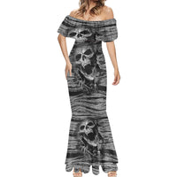 Black and White Metallica Skull Mermaid Dress - Wonder Print Shop