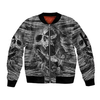 Black and White Metallica Skull Sleeve Zip Bomber Jacket - Wonder Print Shop
