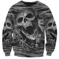 Black and White Metallica Skull Sweatshirt - Wonder Print Shop