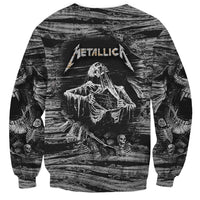Black and White Metallica Skull Sweatshirt - Wonder Print Shop