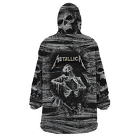 Black and White Metallica Skull Wearable Blanket Hoodie - Wonder Print Shop
