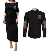 Which Lucky One Are You Skull Tiki Couples Matching Puletasi Dress and Long Sleeve Button Shirt - Wonder Print Shop