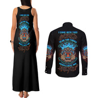 Which Lucky One Are You Skull Tiki Couples Matching Tank Maxi Dress and Long Sleeve Button Shirt - Wonder Print Shop