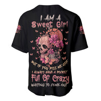 I Am A Sweet Girl Flower Skull Baseball Jersey - Wonder Print Shop
