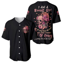 I Am A Sweet Girl Flower Skull Baseball Jersey - Wonder Print Shop