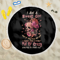 I Am A Sweet Girl Flower Skull Beach Blanket - Wonder Print Shop