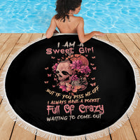 I Am A Sweet Girl Flower Skull Beach Blanket - Wonder Print Shop