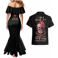 I Am A Sweet Girl Flower Skull Couples Matching Mermaid Dress and Hawaiian Shirt - Wonder Print Shop
