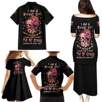 I Am A Sweet Girl Flower Skull Family Matching Puletasi Dress and Hawaiian Shirt - Wonder Print Shop