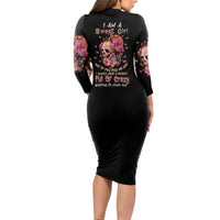 I Am A Sweet Girl Flower Skull Long Sleeve Bodycon Dress - Wonder Print Shop