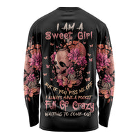 I Am A Sweet Girl Flower Skull Long Sleeve Shirt - Wonder Print Shop