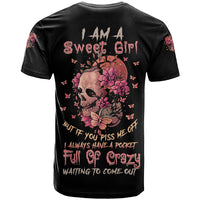 I Am A Sweet Girl Flower Skull T Shirt - Wonder Print Shop