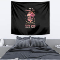 I Am A Sweet Girl Flower Skull Tapestry - Wonder Print Shop