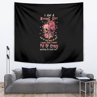 I Am A Sweet Girl Flower Skull Tapestry - Wonder Print Shop