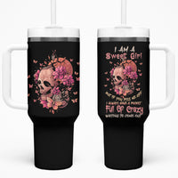 I Am A Sweet Girl Flower Skull Tumbler With Handle - Wonder Print Shop