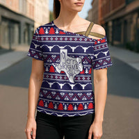 Merry Christmas Y'all Cross Shoulder Shirt Xmas Holiday Patterns - Wonder Print Shop