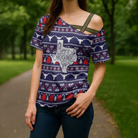 Merry Christmas Y'all Cross Shoulder Shirt Xmas Holiday Patterns - Wonder Print Shop