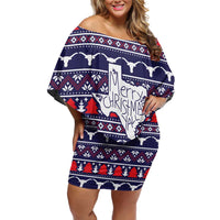 Merry Christmas Y'all Family Matching Off Shoulder Short Dress and Hawaiian Shirt Xmas Holiday Patterns - Wonder Print Shop