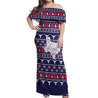 Merry Christmas Y'all Off Shoulder Maxi Dress Xmas Holiday Patterns - Wonder Print Shop