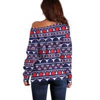 Merry Christmas Y'all Off Shoulder Sweater Xmas Holiday Patterns - Wonder Print Shop