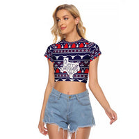 Merry Christmas Y'all Raglan Cropped T Shirt Xmas Holiday Patterns - Wonder Print Shop