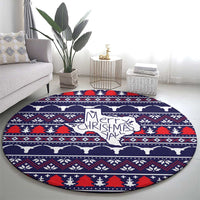 Merry Christmas Y'all Round Carpet Xmas Holiday Patterns - Wonder Print Shop