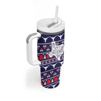 Merry Christmas Y'all Tumbler With Handle Xmas Holiday Patterns - Wonder Print Shop