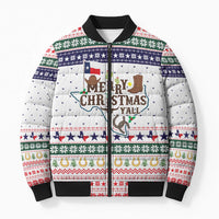 Merry Christmas Yall Texas Bomber Puffer Jacket Xmas Holiday Patterns - Wonder Print Shop