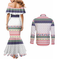 Merry Christmas Yall Texas Couples Matching Mermaid Dress and Long Sleeve Button Shirt Xmas Holiday Patterns - Wonder Print Shop