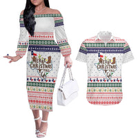 Merry Christmas Yall Texas Couples Matching Off The Shoulder Long Sleeve Dress and Hawaiian Shirt Xmas Holiday Patterns - Wonder Print Shop