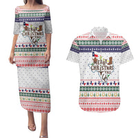 Merry Christmas Yall Texas Couples Matching Puletasi and Hawaiian Shirt Xmas Holiday Patterns - Wonder Print Shop