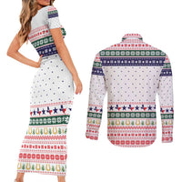 Merry Christmas Yall Texas Couples Matching Short Sleeve Bodycon Dress and Long Sleeve Button Shirt Xmas Holiday Patterns - Wonder Print Shop