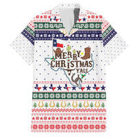Merry Christmas Yall Texas Family Matching Off The Shoulder Long Sleeve Dress and Hawaiian Shirt Xmas Holiday Patterns - Wonder Print Shop