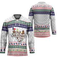 Merry Christmas Yall Texas Hockey Jersey Xmas Holiday Patterns - Wonder Print Shop